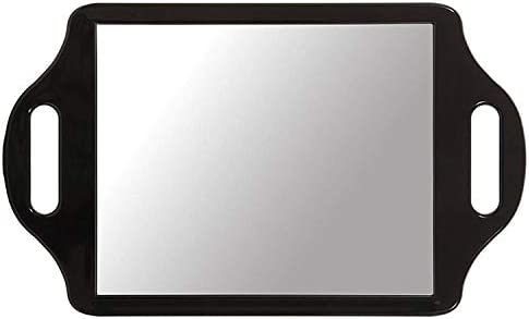 TRIXES Coiffeurs Mirror - Salon Handheld Mirror - avec 2 poignées Large Angle - pour la coiffure et la beauté - Grande Taille 36,5 x 21,7 cm - pour les coiffeurs professionnels et coiffeurs - Noir