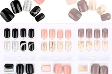 3 Boîtes 90pcs Faux Ongles Court Nail Ongle Couverture Complète Rose Noir Argent Paillette Brillant en ABS Transfert Pochoir Décoration DIY Accessoire de Manucure pour Femme Fille