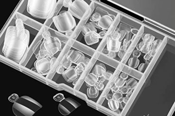 100 Pièces Faux Ongles de Pied en 10 Tailles Faux Ongles d'Orteil Ongle d'Orteil Artificiel Français à Couverture Complète Tips de Faux Ongles d'Orteil Transparents avec Boîte pour Salons