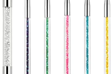 VEGCOO Brosses de Ongle Art Ensemble Nail Art Brosse Éponge Double Tête Brosse Eponge Stylo à Dessin Couleur Perceuse à Deux Têtes (Multicolore 6 Pcs)