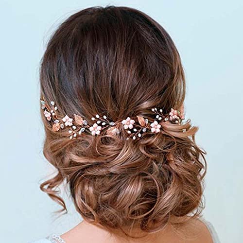 Runmi Fleur Cheveux De Mariage Vigne Doré Accessoire pour cheveux de mariée Casque De Mariée Perle Accessoires De Cheveux Pour Femmes Et Filles