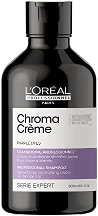 L'Oréal Professionnel | Shampoing Violet Neutralisant de Reflets Jaunes pour Cheveux Blonds et Méchés, Chroma Crème, SERIE EXPERT, 300ml