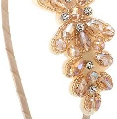 COOLSTEELANDBEYOND Champagne Or Cristal Strass Cluster Floral Cheveux Cerceau Bandeau Bande de Cheveux Couronne Costume Fête Bal de Promo