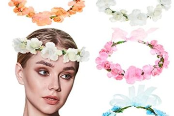 Chuangdi 4 Pcs Bandeaux Guirlande de Fleurs Bandeau Couronne Florale Réglable Bandeaux à Fleurs d'Anniversaire Guirlandes de Cheveux Floraux de Mariage Boho Bandeaux Floraux avec Ruban, 4 Couleurs