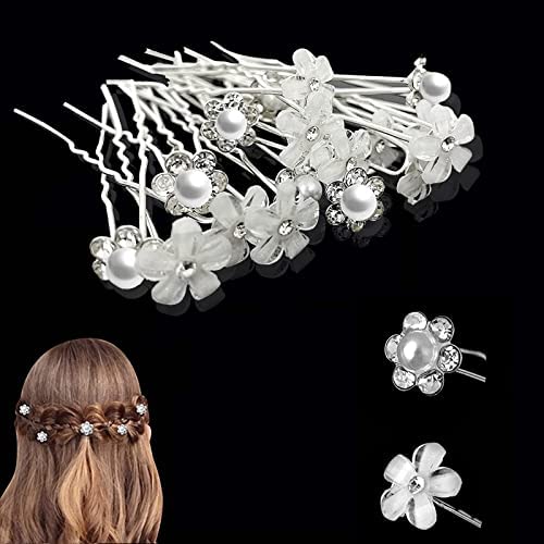 20 Pièces Épingle à Cheveux de Marriage en Strass, pince a cheveux en forme de U,cristal de fleurs forme,Accessoire Bijoux pour le style de bijoux de mariée de mariage pour Marriage Soirée