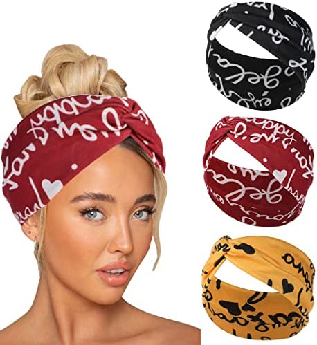 Generse Large Bandeau Élastique Bandes De Cheveux Yoga Turban Foulards Pour Femmes Et Filles 3Pcs