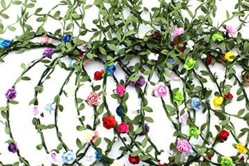 9 Pièces Couronner Fleur Cheveux Bandeau,Ruban de Feuille Guirlande Florale,Casque Bohème Multicolore pour Femmes Filles Mariée Demoiselle d'honneurmariage,Festival Vacances Noël Fête Photo Bord Mer