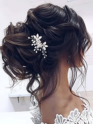 Vakkery Peigne à Cheveux De Mariage En Perles Accessoires De Cheveux De Mariée En Argent Pour Femmes Et Filles