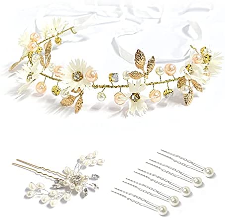 7 pièces bandeau de mariage cristal épingle à cheveux perle U Clip, bandeau réglable, accessoires de cheveux de mariage, pinces à cheveux de mariage pour mariage, anniversaire, fête, plage