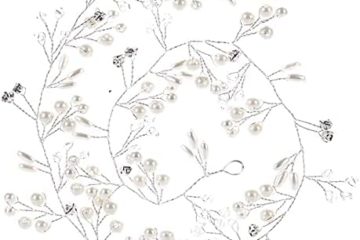 JOY STORE Bandeau de nuptial pour cheveux de 50 cm avec perles et strass Accessoires pour cheveux de mariée, bandeau argenté travaillé à la main…