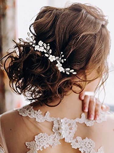 Vakkery Accessoires de cheveux de mariage Fleur pour cheveux de mariage Épingles à cheveux de mariée en cristal pour femmes et filles