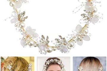Colexy Bandeau de Chaîne de Perle, Ruban Couronne Florale Bandeau, Accessoire Cheveux Mariage Fille Strass Coiffe de Bandeau de Perles, Couronne Fleur Cheveux Enfant, Serre Tete Mariage 32.5cm