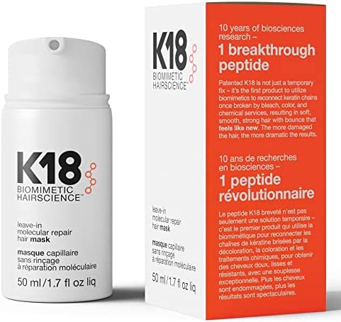 K18 LEAVE-IN MOLECULAR HAIR MASK, Masque Capillaire Peptidique Bioactif Hydratant Sans Rinçage K18