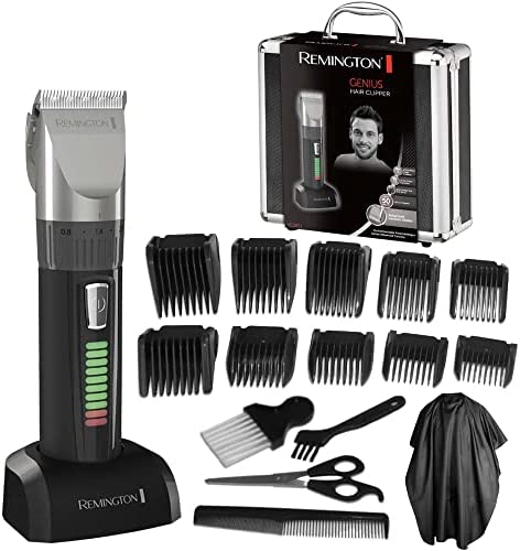 Remington Tondeuse Cheveux Homme Professionnelle HC5811 (Lames Céramique, Kit de Coiffure, Lames Auto Affûtées, 10 Sabots, Secteur/Sans Fil, Batterie Lithium Longue Durée, Mallette, Cape de Coiffeur)