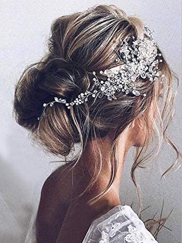 Unicra mariée mariage cheveux vigne argent fleur bandeau cristal cheveux accessoires strass mariée casque cheveux porter pour femmes et filles