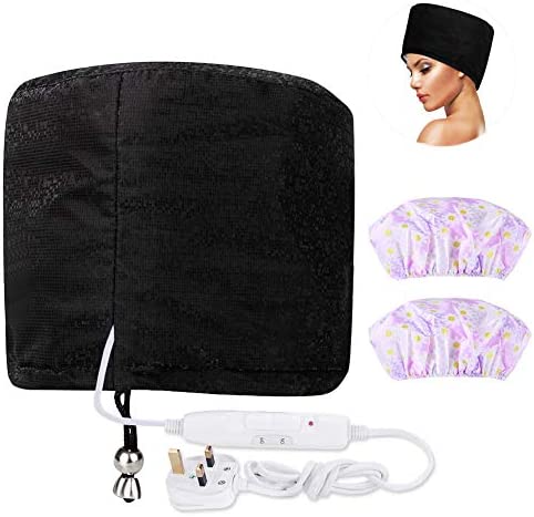 Casques Chauffant Cheveux Vapeur Soin Totofac, Bonnet Chauffant pour Soins Capillaires, Température de 2 Modes, Idéal pour les soins à la maison (EU Plug)