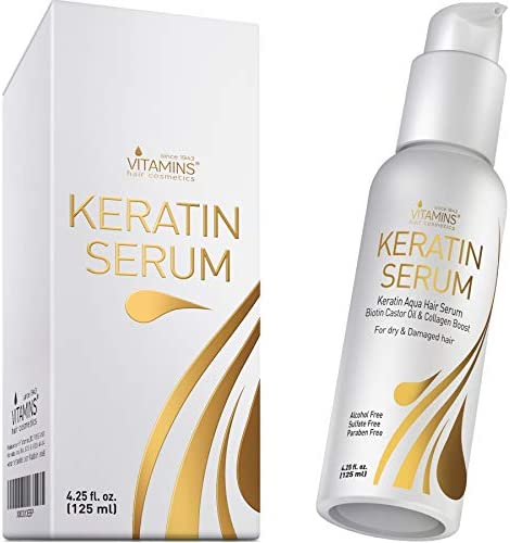 Vitamins Sérum Kératine Cheveux Secs et Abîmés - Soin Proteine Fortifiant à Huile de Castor, Biotine et Collagene - Thermoprotecteur Anti Frisottis Protection Chaleur