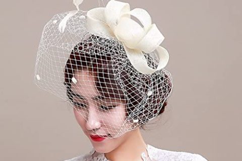 Ysxy Coiffure Bibi Voile Plume Voilette Fascinants Chapeaux De Mariage Avec Plumes Et Pince À Cheveux, Bandeau, Cocktail Voilé Chapeau Fleur Fête Soirée Cérémonie , Beige 1 Unité (Lot 1)