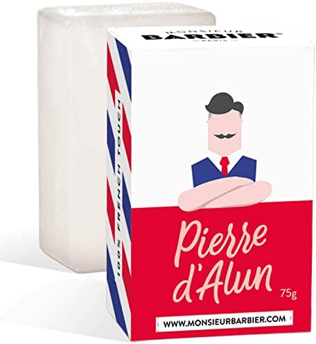 Pierre d'Alun de Monsieur BARBIER | Monobloc 100% Naturel | Fabriquée en France | Vertus Purifiantes, Astringentes, Apaisantes et Cicatrisantes | Avant rasage, Après Rasage et Déodorant