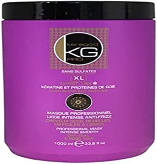 KERAGOLD PRO Masque pour Cheveux Secs/Rebelles/Difficiles à Lisser à la Keratine/Protéines de Soie, 1000 ml