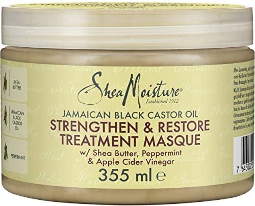 SheaMoisture Masque Fortifiant Huile de Ricin Noir de Jamaïque, pour cheveux abîmés et traités chimiquement, Fortifie et Restaure 355ml