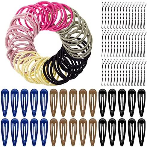 130 Pièces Accessoire Cheveux pour Fille, 30 Barrette Cheveux Fille, 50 Elastiques à Cheveux & 50 Épingles à Cheveux, Pinces à Cheveux pour Femmes Filles