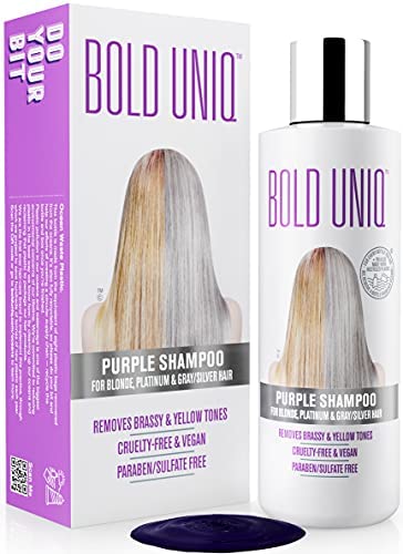 Bold Uniq Shampoing Violet Déjaunisseur - Soin Cheveux Blond, Décolorés, Méchés, Gris - Sans Sulfate ni Parabène - 237ml