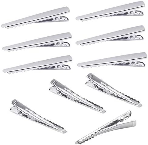 150 Pièces Pinces Crocodiles Cheveux, Crocodile Clips Barettes Cheveux Bricolage épingles à Cheveux Nœuds, Métal Dents Pinces à Cheveux de Section pour Femmes et Filles Coiffure 45mm, Argent