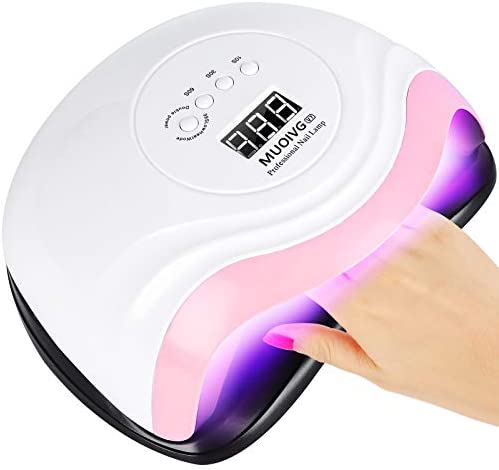 MUOIVG Lampe UV LED Ongles Gel,168W Portable Séchoir à Ongles Professionnel Automatique,10s/30s/60s/99s,LCD Ecran, Capteur, Base Amovible, Machine Ongle Gel Automatique pour Gel Vernis