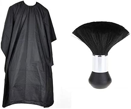 Fleymu Capes de Coupe Cou Brosse Set Noirs Salon Tissu Capes de Cheveux Unisexe Tablier de Coiffure Cape Robe Convient au Salon de Coiffure pour La Protection du Vêtement avec un Brosse Plumeau de Cou