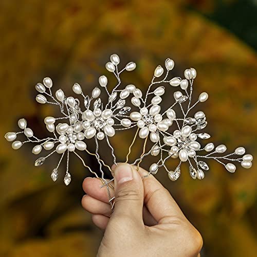 Épingle à Cheveux de Marriage, XiYee Lot de 4 Pince à Cheveux en Perle, Pince à Cheveux en Perle, Bijoux de Mariée Cheveux Accessoires pour Cheveux/Coiffure de Mariée Bijoux Cheveux Mariage (B)