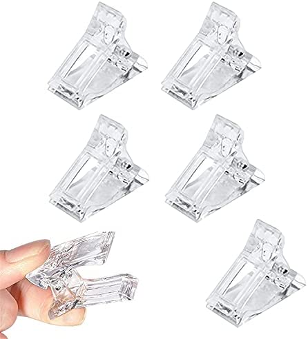 Lot De 5 Pinces à Ongles Transparentes Gel Extension De Ongles Clip à Ongles Transparentes en Polygel à montage rapide pour manucure et nail art (transparent)