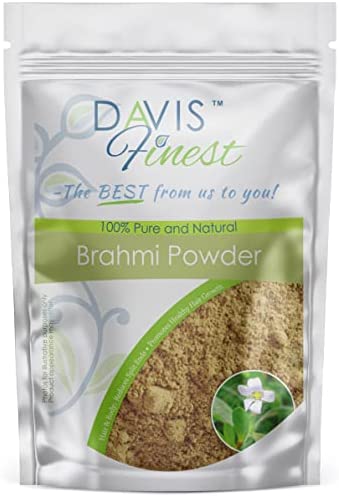 Davis Finest Poudre de Brahmi pour Renforcer, Épaissir et Fortifier les Cheveux Abîmés - Soin Cheveux Pousse Cheveux, Masque Cheveux Végétalien Pointes à Fourches Traitement Réparateur 100 g