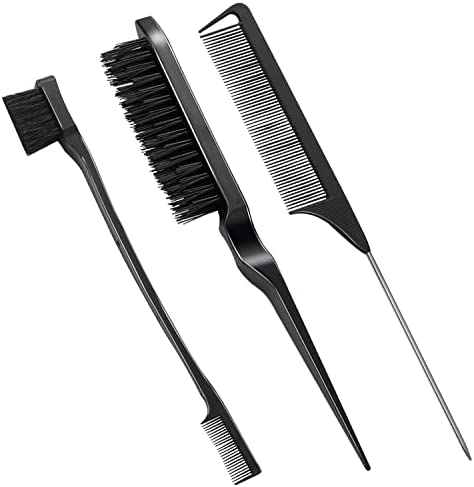 3 Pièces Set de Peignes de Coiffure, Peigne de Cheveux, Comprend Peigne à Double Tranchant, Peigne à Queue de Rat Robuste et Peigne Brosse , pour Professionnel Salon Coiffure, Femmes, Hommes, Enfants