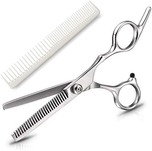 Ciseaux de coiffeur professionnels - Ciseaux à effiler parfaits pour femmes, hommes et enfants - Coupe précise avec denture en acier inoxydable - Avec peigne