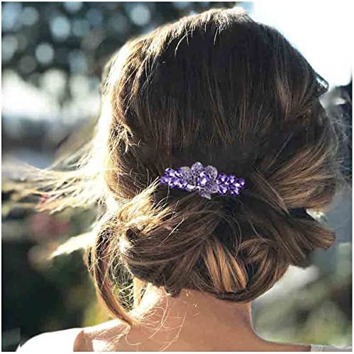 Yheakne Barrette à cheveux de mariage en cristal violet avec strass - Coiffe décorative pour mariée - Peigne à cheveux en cristal - Accessoires pour cheveux de mariée pour femmes et filles (Style C)