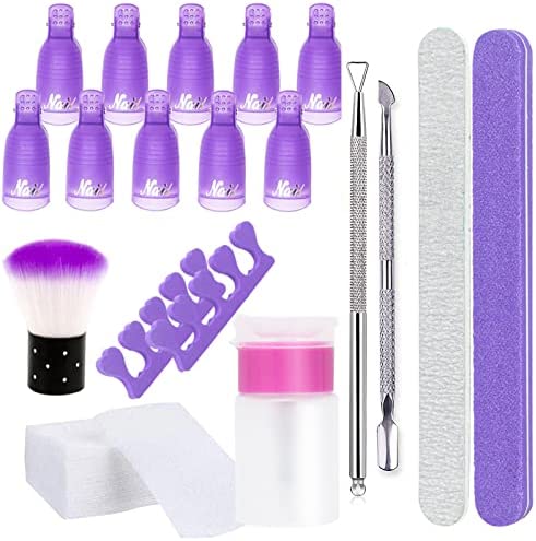 Kit dissolvant pour vernis à ongles, 10 pinces à doigts+2 limes à ongles+1grattoir+1 poussoir à cuticules+100 dissolvants pour tampons +1 brosse à ongles+1séparateurs à doigts +1flacon de distribution