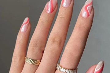 Vatocu Faux ongles ovales ondulés courts en acrylique brillant à presser sur les ongles pour femmes et filles (24 pièces)