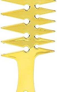 Peigne de coiffure pour homme, Outil de Coiffure pour Hommes, Dents Larges et Peigne à Fourche pour le Lissage des Moustaches et le Coiffage à L'huile(Peigne fourchette)(or)