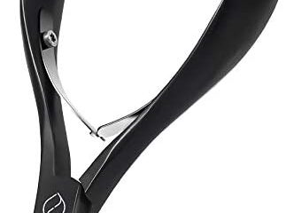 FERYES Coupe-ongles pour Ongles Incarnés ou épais,Fongiques ou Incarnés - Grande Poignée, Acier Inoxydable 4R13 - Podologue Recommandé FL-N201, NOIR