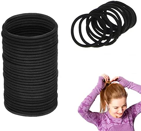 30 Pièces 4mm Cheveux Élastiques Cravates Cheveux Queues de Cheval Bandes de Cheveux en Vrac,pour femme et homme(Noir)