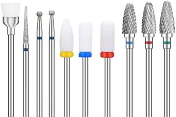 10pcs forets à ongles pour ongles en acrylique, carbure de tungstène professionnel et ensemble de forets à ongles 3/32 en céramique pour éliminer les cuticules des ongles en Gel gravés