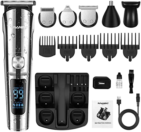 NAVANINO Tondeuse à Cheveux pour Hommes pour Barbe et Nez et Oreilles Professionnelle Taille du Corps Sans Fil Tondeuses Multifonctionnelles et Kits