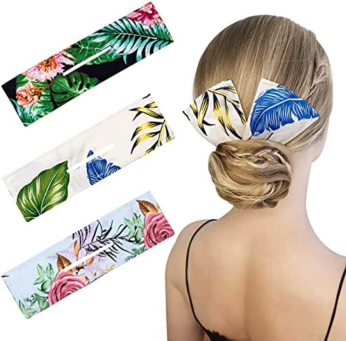 MELLEX 3pcs Deft Bun Chignon de Cheveux Twist Fabricant de Chignon Magique de Tissu Multicolore Accessoire de Cheveux Bandeau d'Été pour Femme