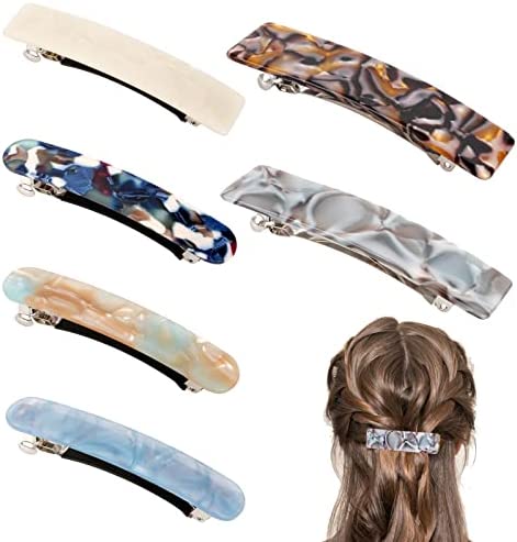 Barrettes à Cheveux, 6Pcs Pince à Ressort de Cheveux Pince Décoration de Cheveux Rétro Pince à Cheveux Automatique Épingle à Cheveux en Acétate Classiques et Élégantes pour Femme Fille