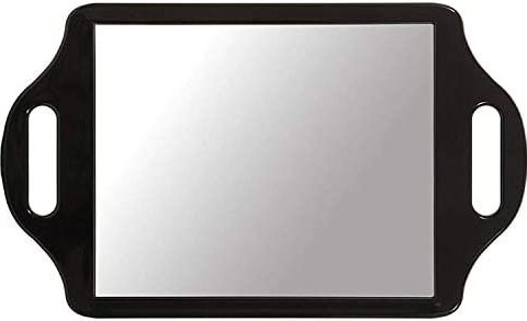 TRIXES Coiffeurs Mirror - Salon Handheld Mirror - avec 2 poignées Large Angle - pour la coiffure et la beauté - Grande Taille 36,5 x 21,7 cm - pour les coiffeurs professionnels et coiffeurs - Noir