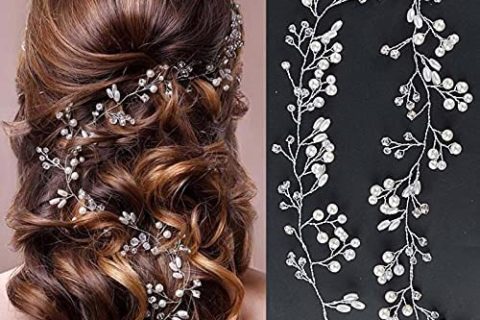 Bandeau De Mariage,MariéE Perle Cheveux Vigne,Accessoires De Coiffure Cristal Pour ​Femmes Fille FêTe SoiréE Anniversaire Argent