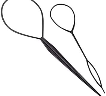 SIOPPKIK 2 pièces Outil de Queue de Tresse de Cheveux pour Queue de Cheval Crochet en Plastique Cheveux Styers Styling Coiffure Accessoires Cheveux Pull Aiguille Plat Tresse Queue de cheval Noir