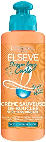 L'Oréal Paris Elsève - Crème Sauveuse de Boucles - Soin Cheveux Sans Rinçage - Enrichi en Huile de Ricin et Glycérine Végétale - Pour Cheveux Ondulés à Bouclés - Dream Long Curls - 200 ml