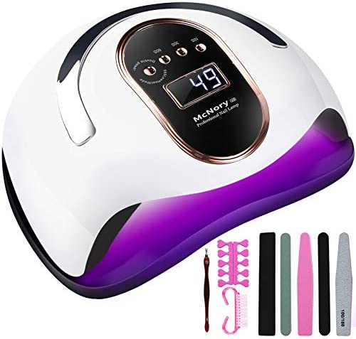 McNory Lampe UV Sèche Ongles,168W UV LED Séchoir à Ongles Professionnel avec Capteur Automatique, 4 Minuteries10/30/60/99S,LCD Ecran Intelligent Lampe UV Sèche Ongles pour Toutes Les Gels